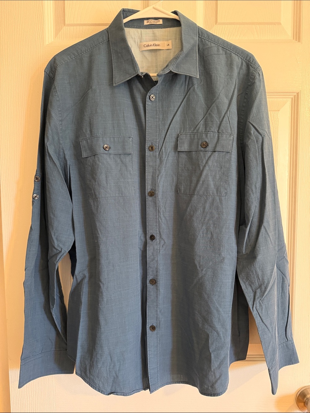 Calvin Klein Slate Blue Long-Sleeve Button Shirt